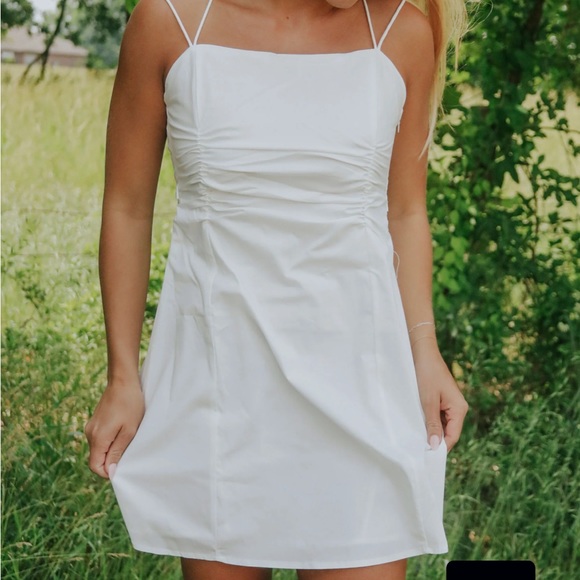 Pretty Garbage Ruched Poplin Mini Dress Red - Picture 11 of 16